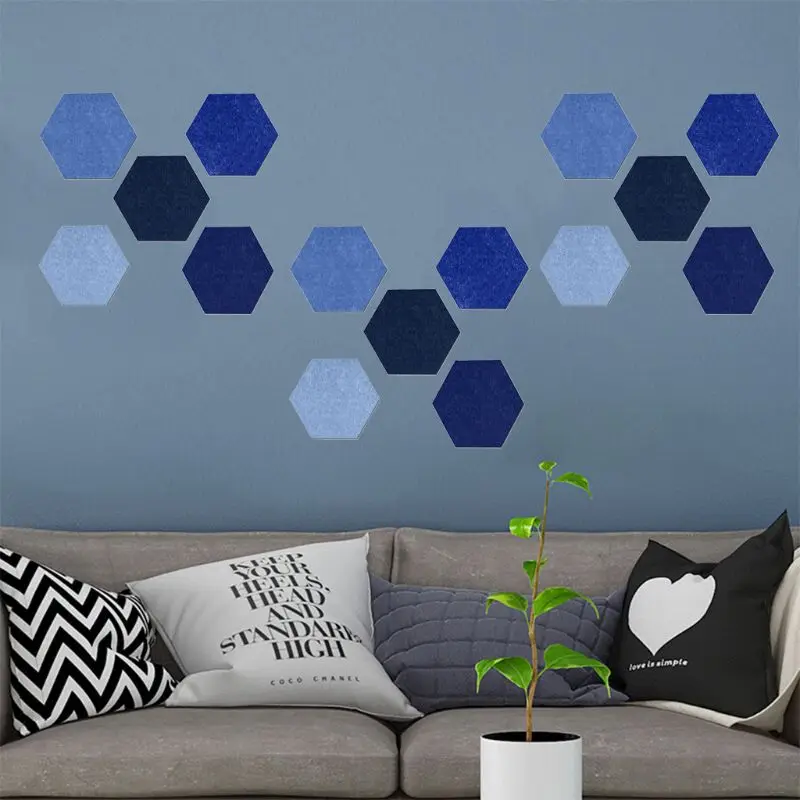 

5PCS Hexagon Felt Pin Board Self Adhesive Bulletin Memo Photo Cork Boards Colorful Foam Wall Decorative Tiles