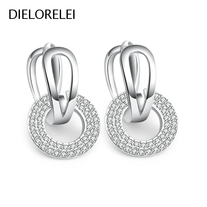 

DIELORELEI 925 Sterling Silver Eliminates Metal Allergies Jewelry Accessories Gift For Women Square Zircon Hoop Earrings Style