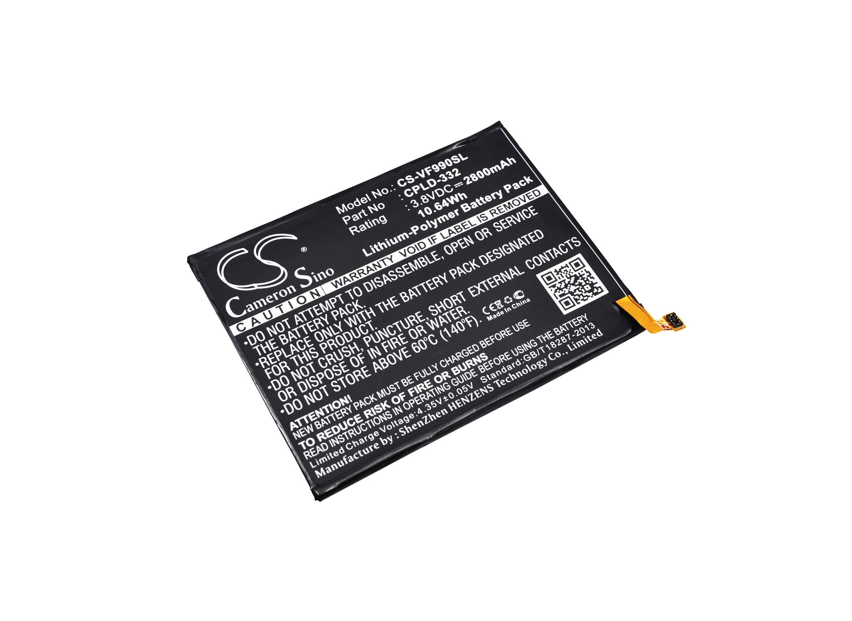

CS 2800mAh / 10.64Wh battery for Vodafone 990N, 990N-PT, Smart 4 Max, VF-990N CPLD-332
