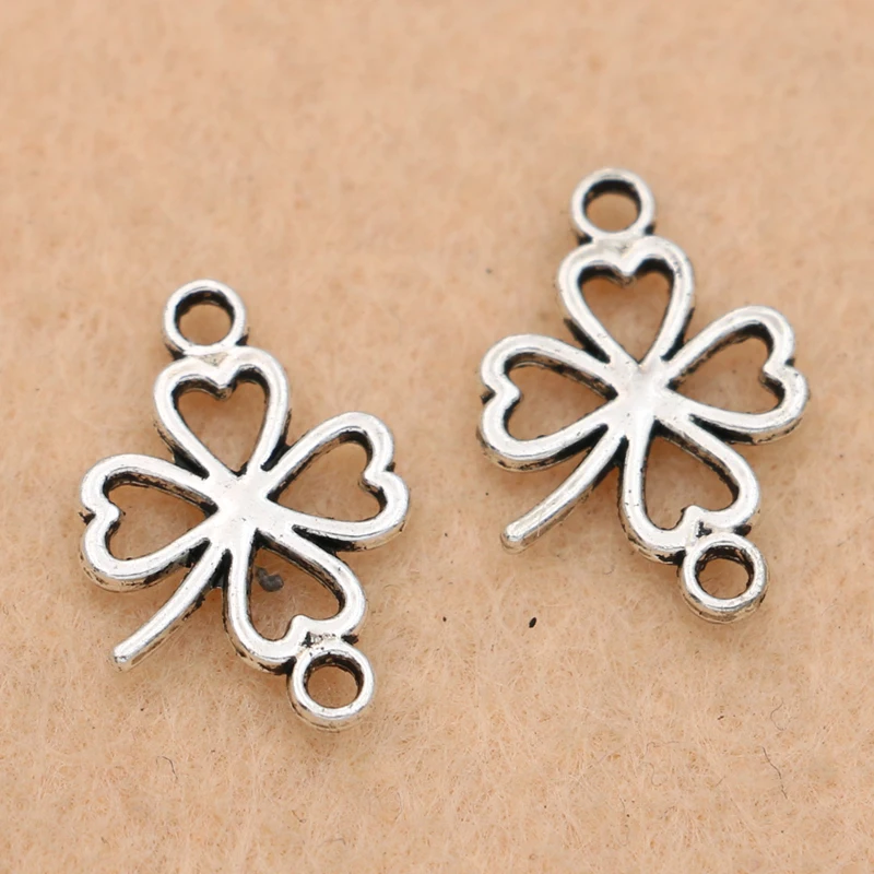 15 шт античные с серебристым покрытием цветок клевера разъем для изготовления