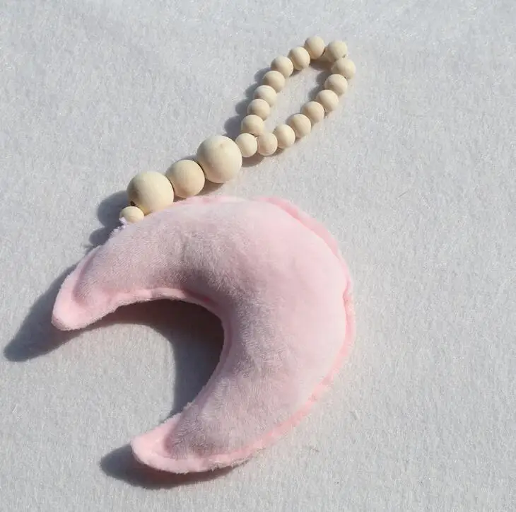 pink moon Детская звезда сердце деревянные бусины гирлянда Шикарный декор для детской комнаты Настенные украшения детское украшение тканые настенные Висячие игрушки - Цвет: pink moon