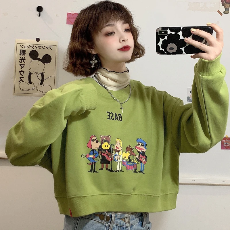 

Early Autumn Short Sweater for Women Ins Trendy Korean Style Loose BF Idle Style Thin Bare Midriff Super Popular CEC Coat Early