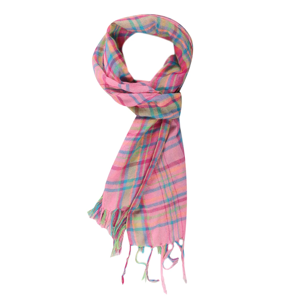 909A09 New Fashion Plaid Scarf Autumn Winter Children Baby Girls Kids Pink Cotton Polyester Blended Soft Warm Scarf Wholesale - Цвет: 909A09