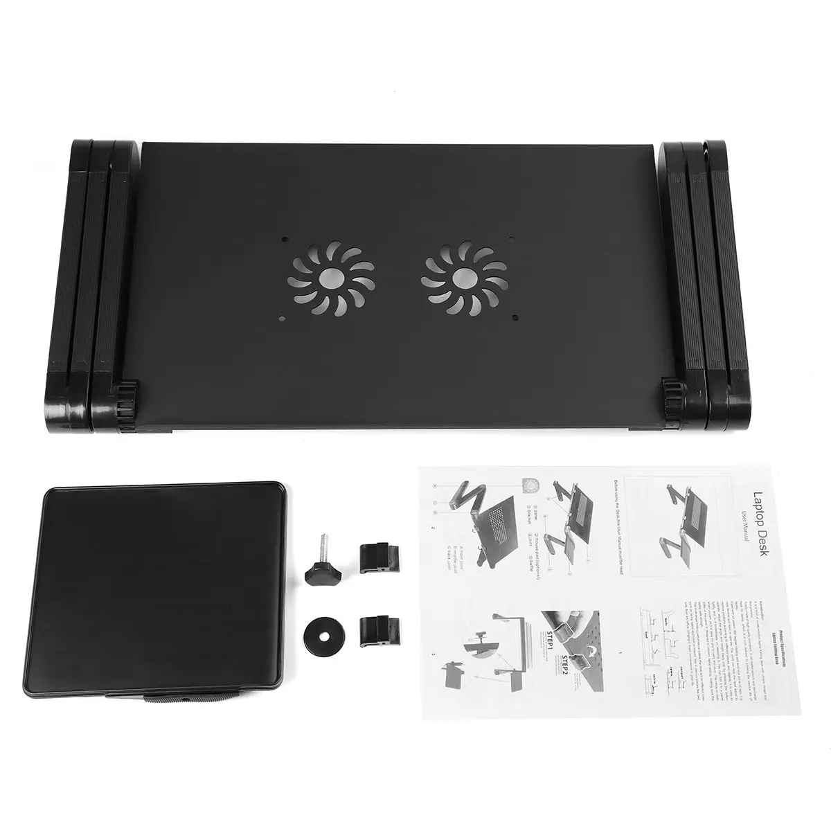 

52.5x26.4x5cm Aluminum Laptop Folding Table Computer Desk Stand for Bed 360 Degree Rotation MultiFunctional Portable Table