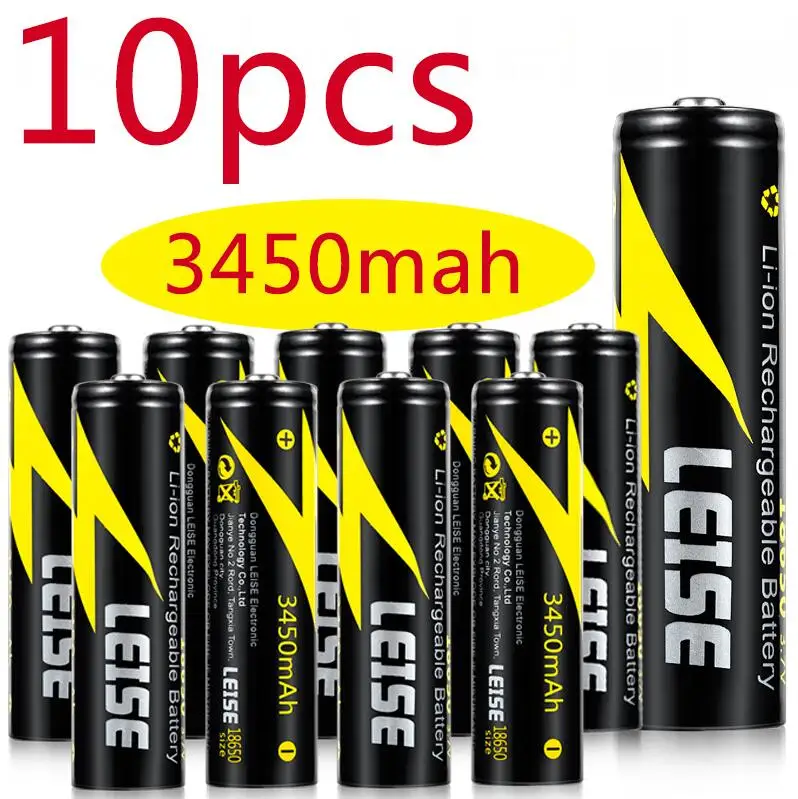 10pcs Leise, новинка,, 18650, 3450 мА/ч, литиевая, 3,7 в, 18650, перезаряжаемая батарея, литий-ионная, внешний аккумулятор, батарея для фонарика, фары - Цвет: 10pcs