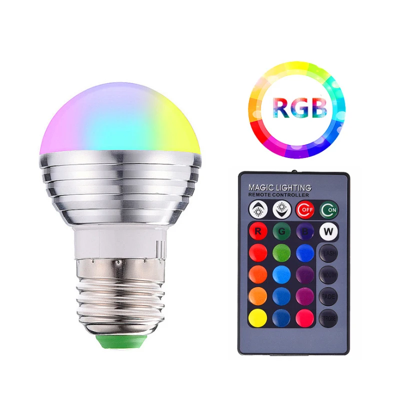 Светодиодный светильник 85 265 в E27 RGB лампа 3 Вт лампада дистанционное управление