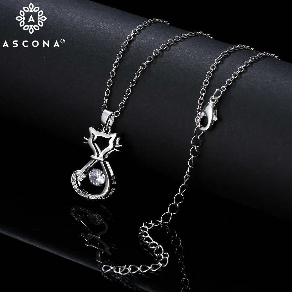 

Ascona 2021 New Trendy Copper Cat Pendant Women's Cubic Zirconia Necklace Temperament Women CZ Fashion Jewelry