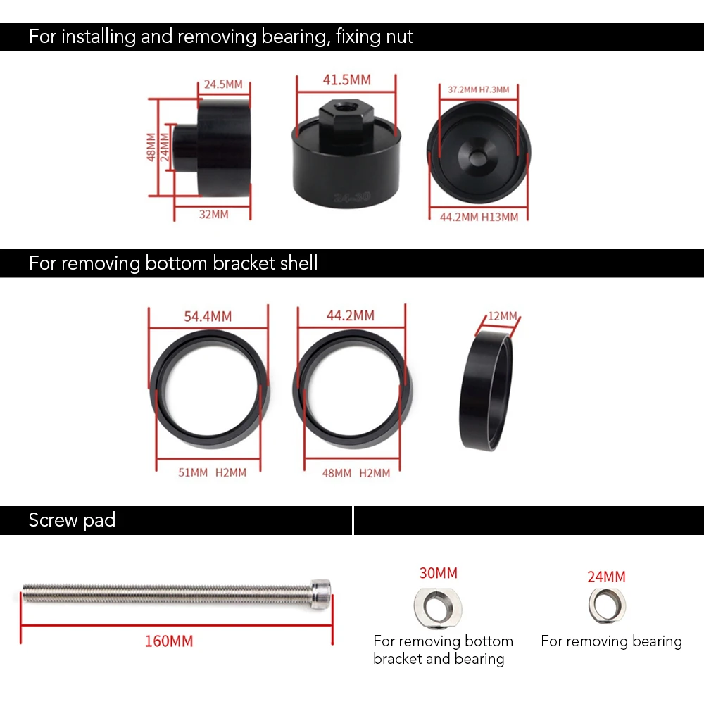 

MTB Bicycle Bottom Bracket Install Remove Tool Kit Mountain Bike Bottom Bracket Installation Remover Bike Repairing Accessories