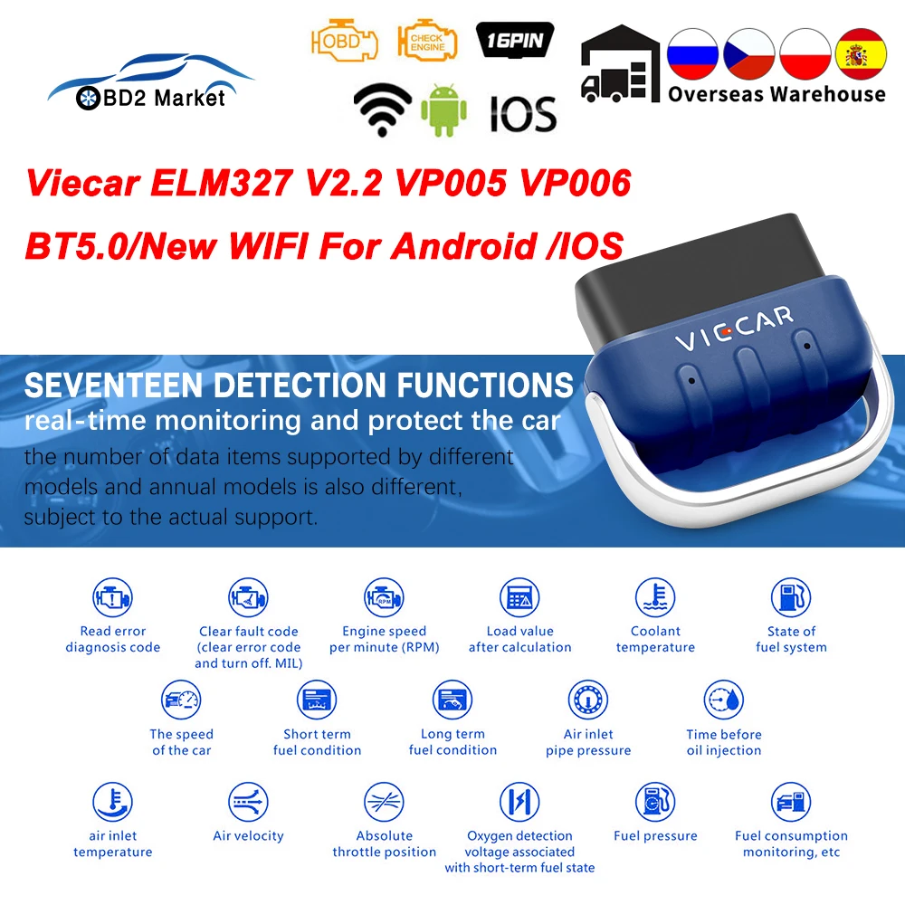 Автомобильный сканер ELM327 V2.2 Viecar PIC18F25K80 WIFI OBD2 диагностический инструмент для