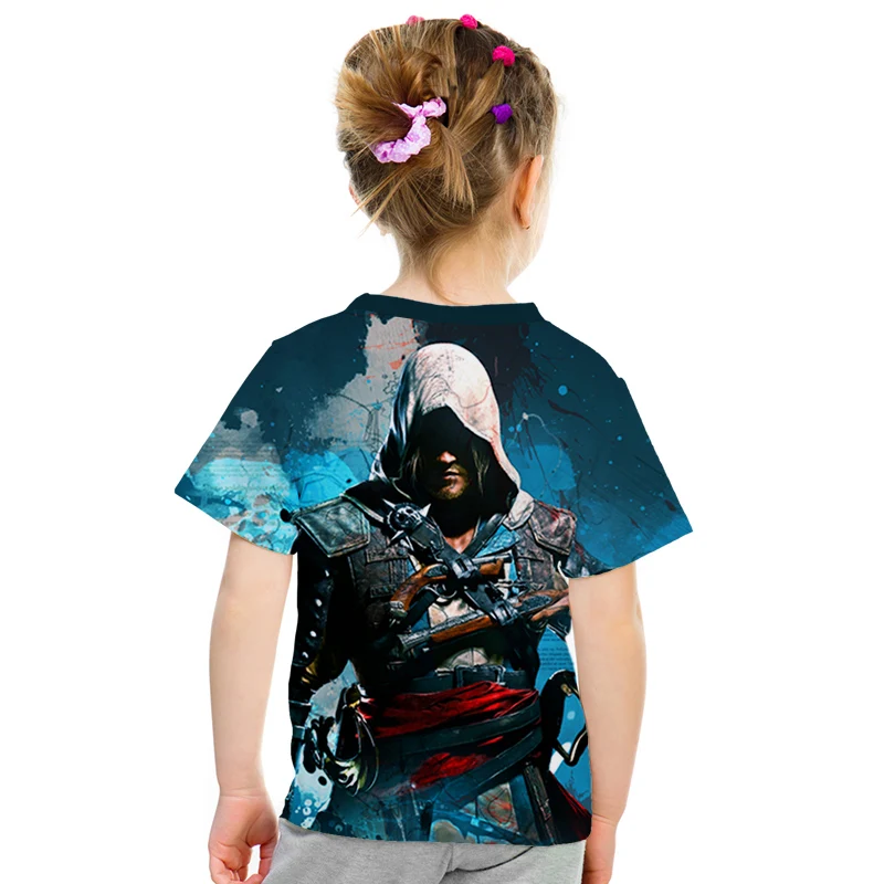 Assassin's Creed/детская одежда для активного отдыха с 3d принтом, приталенная рубашка для мальчиков и девочек, Детская футболка с короткими рукавами, 3D