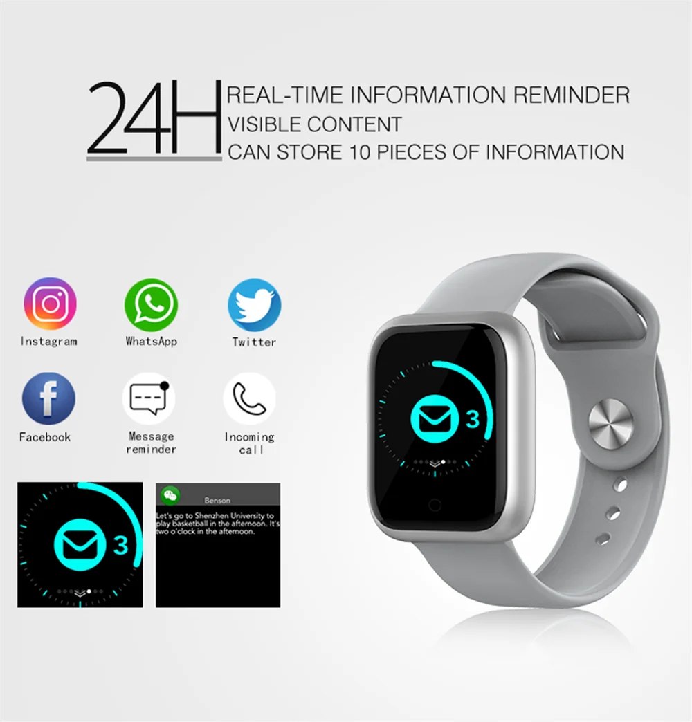 Battiphee простой дизайн умные часы B6 Bluetooth водонепроницаемый спортивный браслет