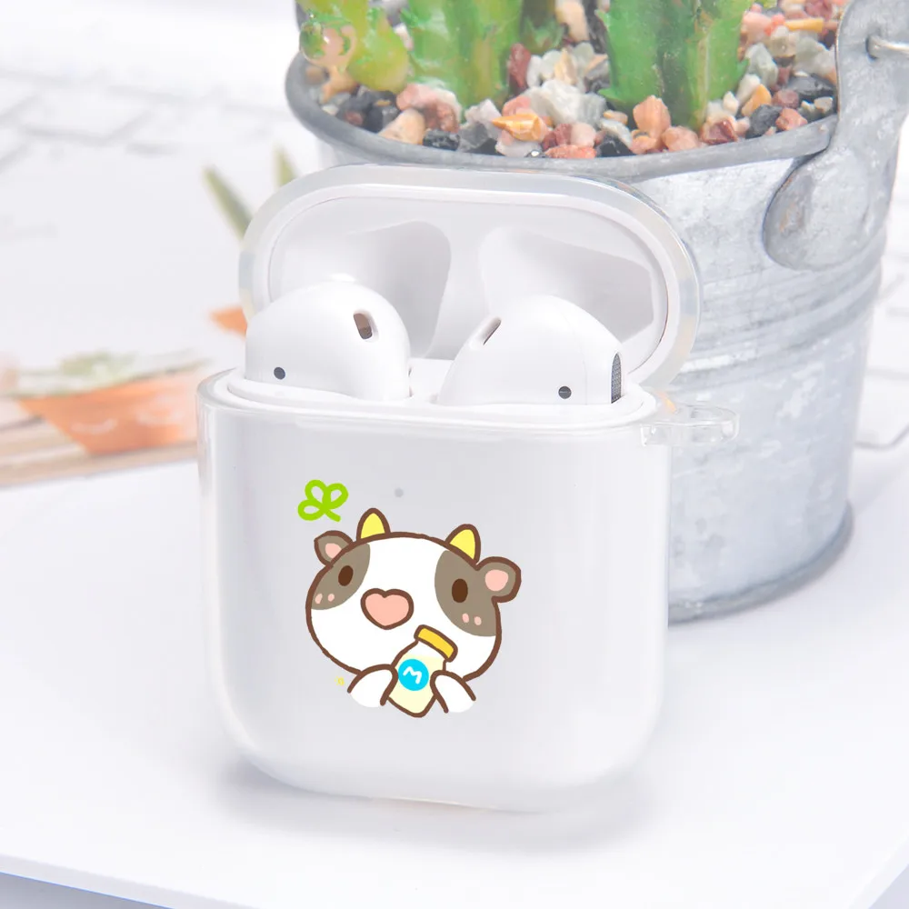

Прозрачный чехол для наушников Airpods 1 2 с мультяшными животными, противоударный мягкий силиконовый прозрачный чехол из ТПУ для беспроводной ...