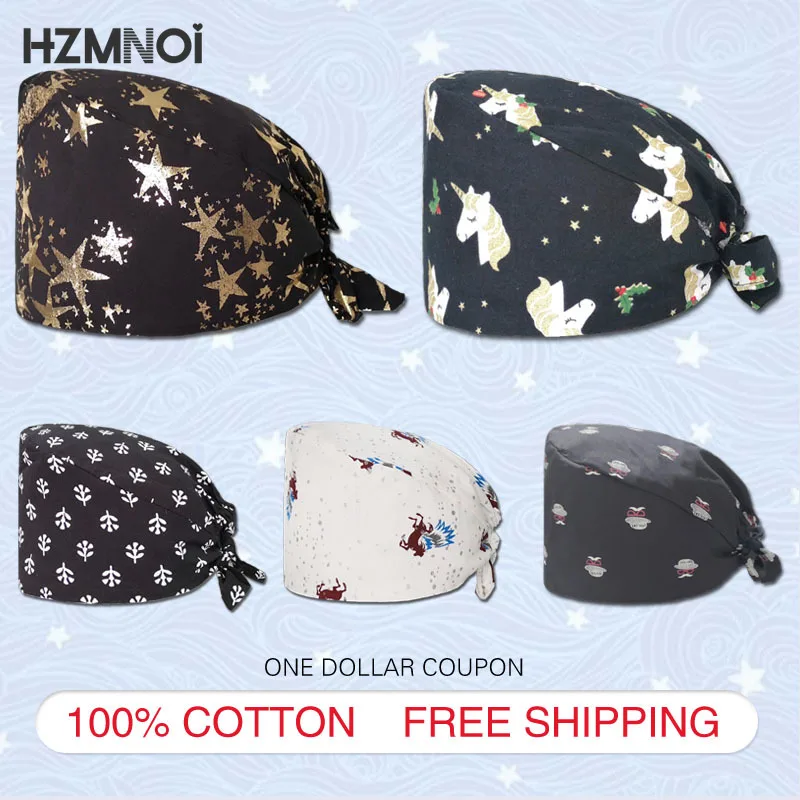 

Fashion Trendy Clinical Unisex Surgical Cap Beautician Scrub Cap Pet Adjustable Breathable Cotton Medical Cap Customization