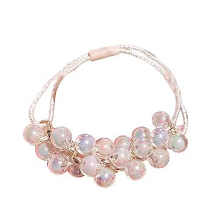 

3 Pcs/Set Pink Beads Hair Scrunchies for Women Shiny Crystal Hearts Hair Rubber Band Elastic Hair Tie Accessories