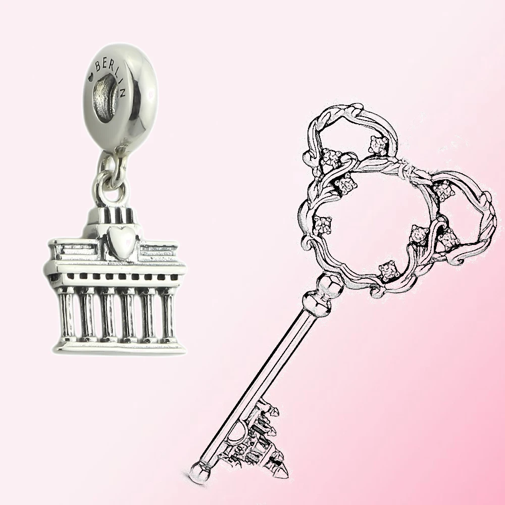 925 пробы, серебряный, 1:1, ворот, подвеска, шарм, сделай сам, браслет, ювелирное изделие, мультфильм, портрет, ключ, ожерелье, подвеска, Шарм