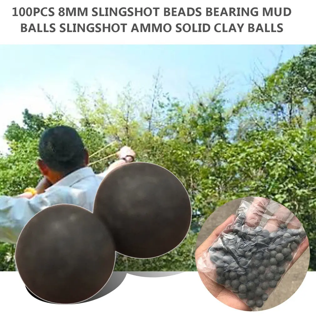 100pcs 10mm Slingshot Beads Bearing Mud Balls Safety Non-toxic Ammo Solid Clay For Outdoor Hunting Shooting | Спорт и развлечения