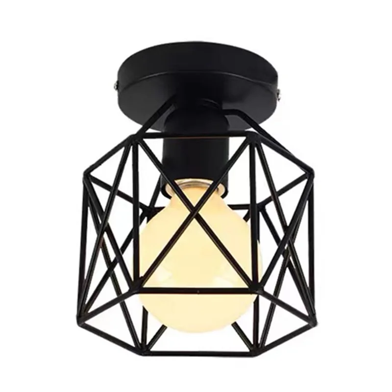 

Vintage Ceiling Light LED Ceiling Lamp Lustre Luminaire Iron Cage Lighting Fixtures Luminaria Abajur Plafonnier For Living Room