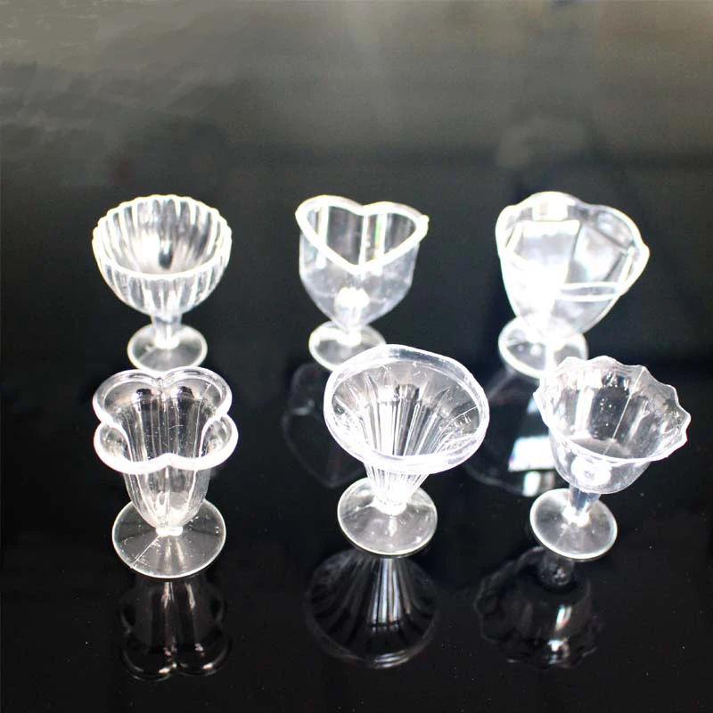 Mini ice cream sundae cup clay plastic transparent simulation DIY handmade material 6pcs/set | Игрушки и хобби