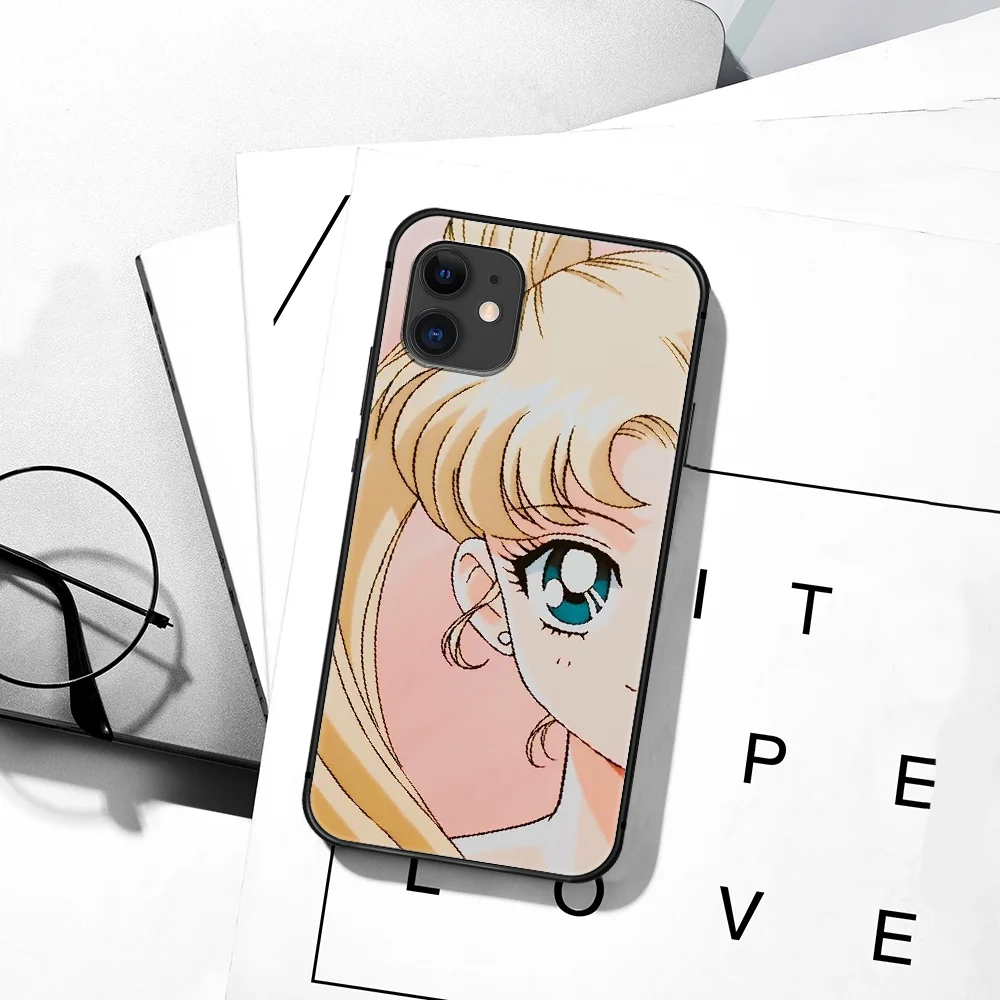 

Sailor Moon Anime Phone Case For iPhone 5 5S SE 2020 6 6S 7 8 Plus 11 12 Mini X XS XR Pro Max black Bumper Fashion Etui 3D Prime