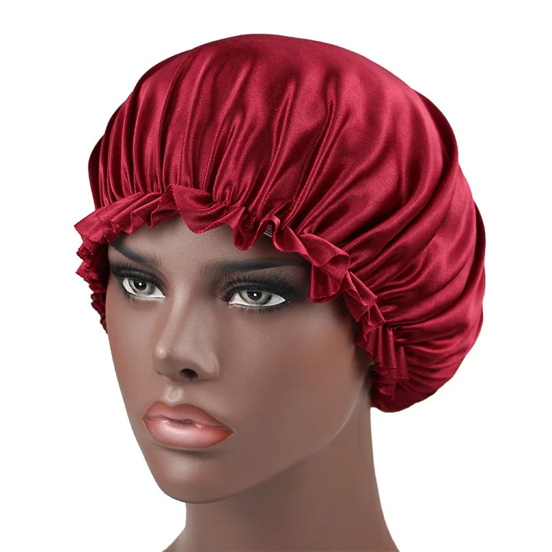 

Big Sale New Solid Women Satin Bonnet Fashion Stain Silky Head Covert Sleep Cap Shower Bath Headwrap Hat Hair Wrap Chemo Hat
