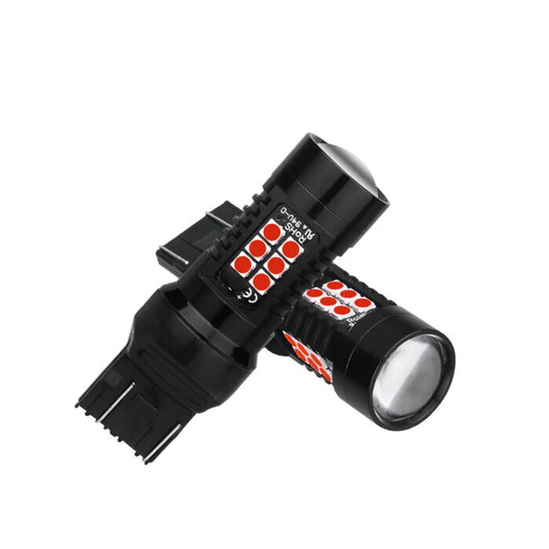 2 шт. автомобиля светодиодный лампы высокого качества 7443 T20 W21/5 Вт 21SMD красный Высокое тормоз с усилителем детали задних фар автомобиля