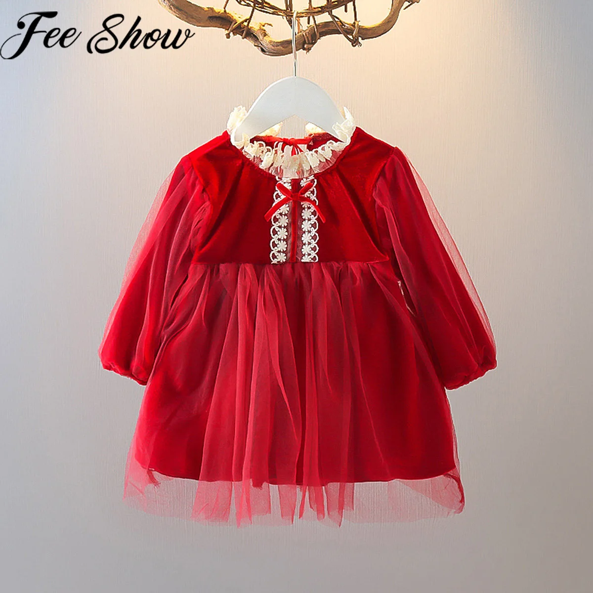 Fashion Kids Girls Dress Velvet Christmas Dresses For Winter Outfits Casual Mesh Tutu Vestidos Toddler Girl | Детская одежда и