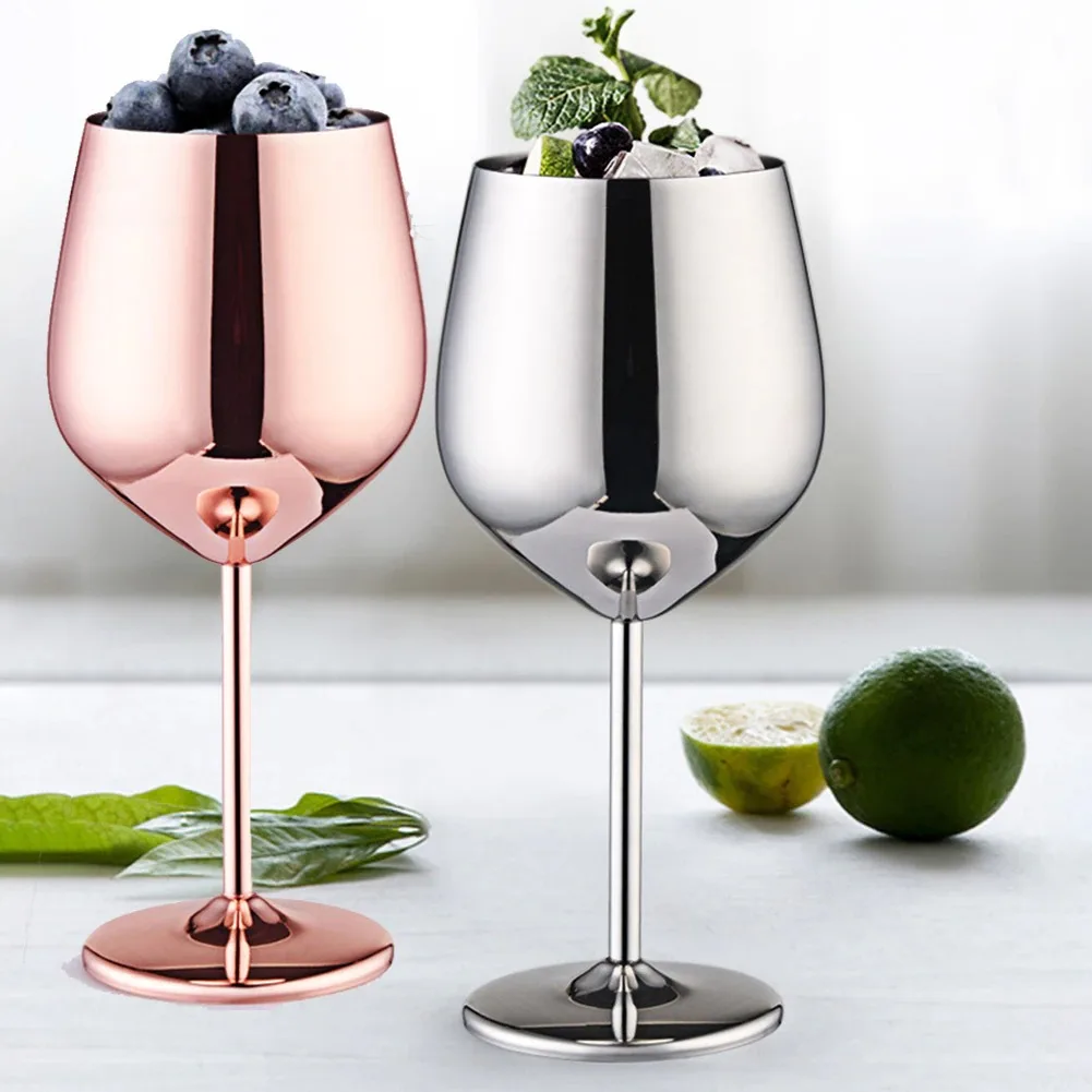 

500ml Stainless Steel Champagne Cup Wine Glass Cocktail Glass Creative Metal Wine Glass Bar Restaurant Goblet Rose Gold Barware