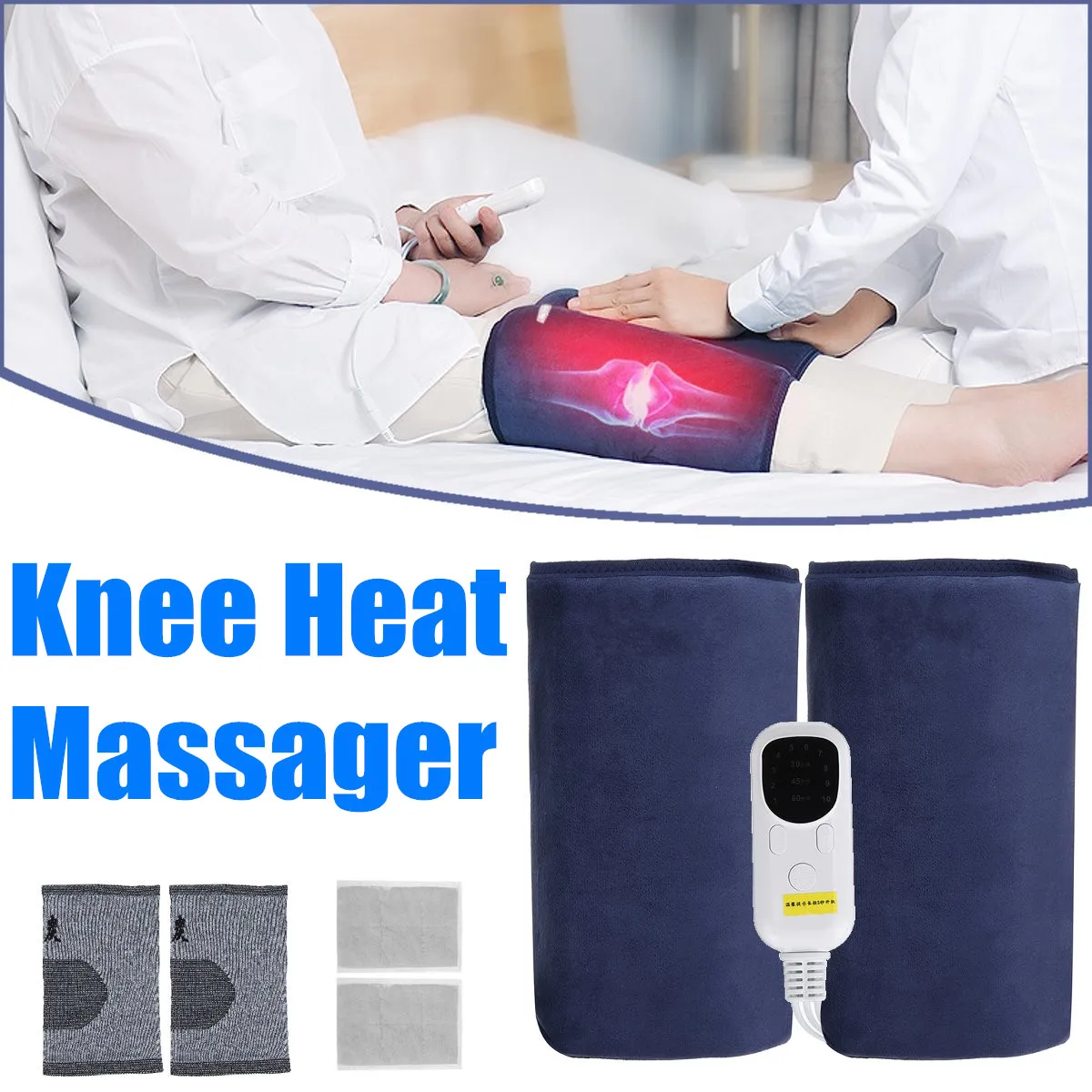 

10 Level Knee Brace Support Massager Electric Heating Therapy Arthritis Cramps Pain Relief Injury Recovery Knee Rehabilitation
