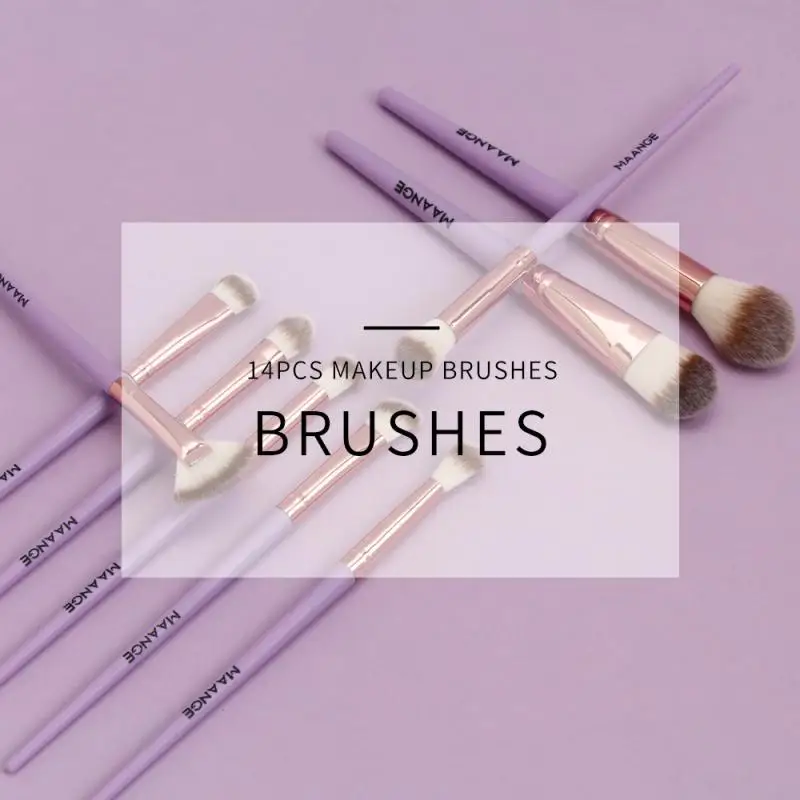 

MAANGE 14pcs/lot Makeup Brushes Set Eye Shadow Foundation Powder Eyeliner Eyelash Lip Make Up Brush Cosmetic Beauty Tool Kit