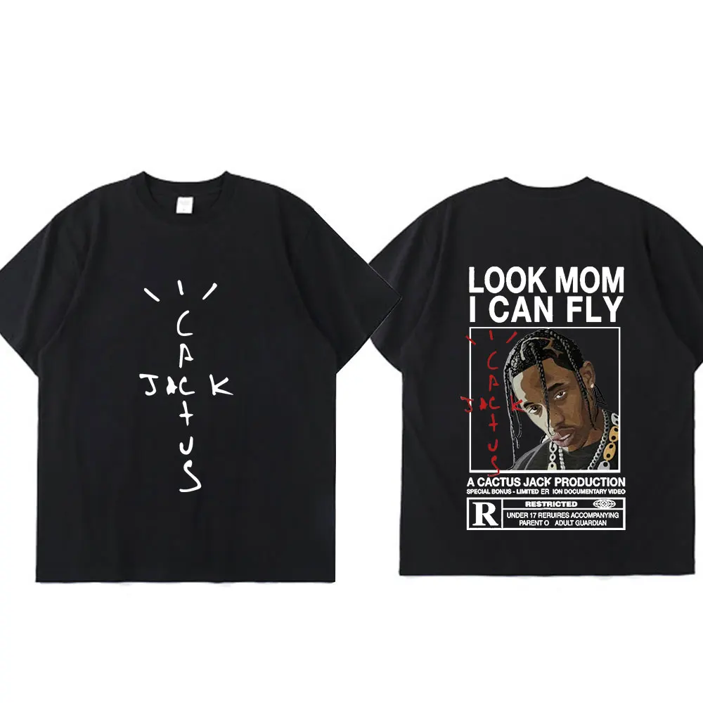

Hip Hop T Shirt Travis Scott Look Mom I Can Fly Cactus Jack Retro Menloose Oversized Tee Shirt Harajuku Streetwear Tops