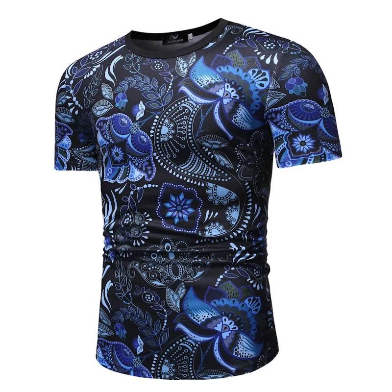 

Gym Clothes Men's Round Neck Short-Sleeved T-Shirt 2020 Summer New 3D Printed Fitness Slim Casual Quick-Drying Top Soft T-shirt