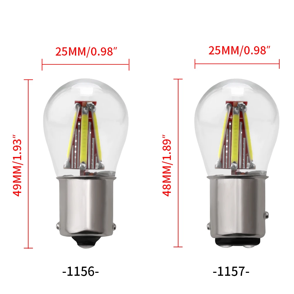 1 шт. 1156 P21W BA15S 1157 BAY15D COB лампа накаливания Стекло Автомобильный светодиодный