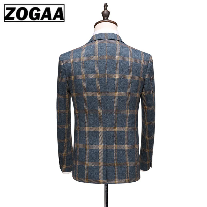 Модный клетчатый дизайнерский мужской костюм с отворотом для жениха смокинги