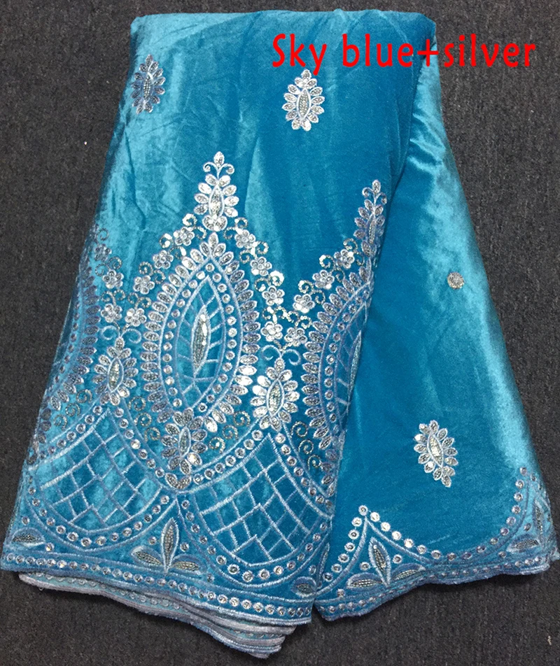 Горячая Распродажа Зеленый вельвет материал африканская вышивка мягкая