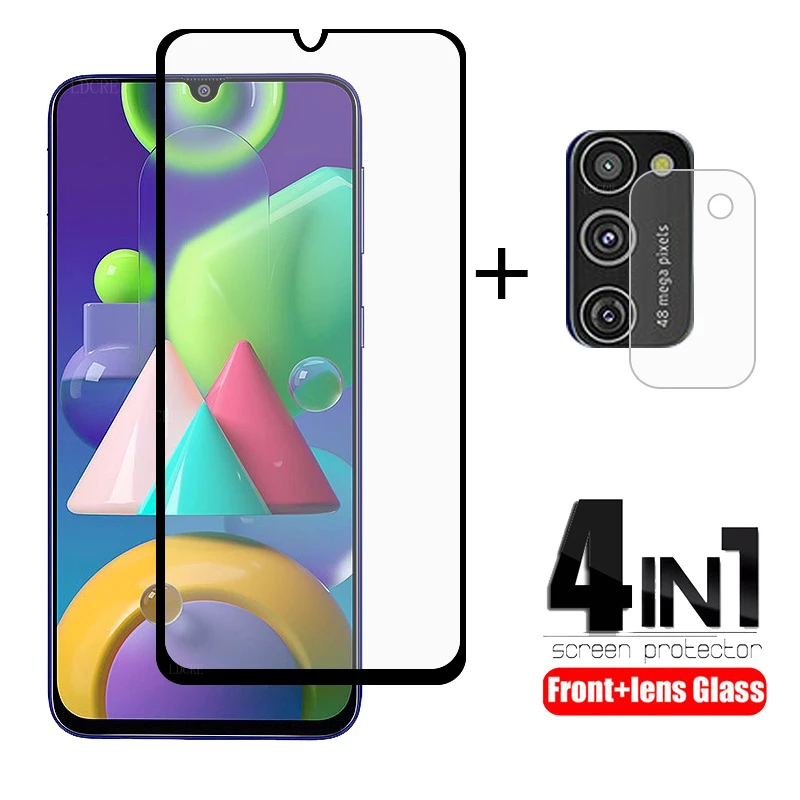 

4-in-1 For Samsung Galaxy M21 Glass For Samsung M31 Tempered Glass For Samsung A51 A71 A02S A31 A12 A30 A50 S M21 M31 Lens Glass