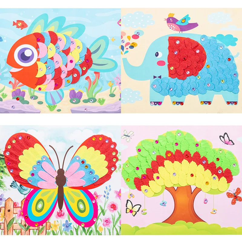 1PC Kawaii DIY 3D Animal Non-woven Fabric Painting Stickers Toys Cuddling Kids Children's Crafts Toys Educational Toys ZLL