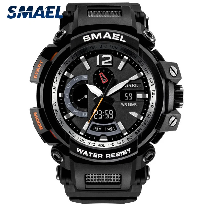 

SMAEL Men Digital Watches 5Bar Waterproof Military Dual Display Wristwatches Top Brand Luxury Sport Watch Relogio Masculino 1702