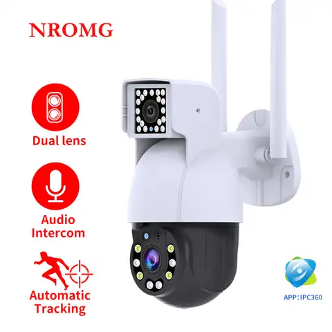 Умная водонепроницаемая купольная камера видеонаблюдения NROMG с двойным объективом и Wi-Fi