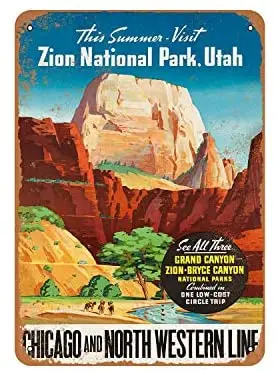 

Rustic Zion National Park via Train Vintage Look Metal Sign