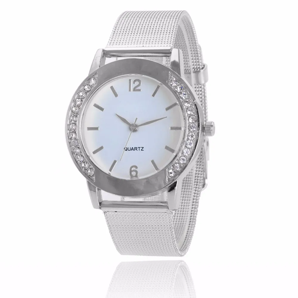

Whatch Women Wristwatch Fashion Crystal Silver Stainless Steel Analog Quartz Wrist Watch Free Shipping Reloj Mujer Relogio