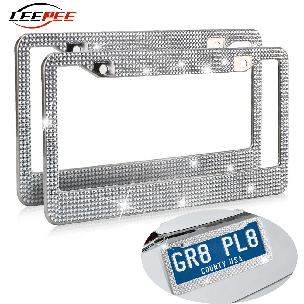 

Car Accessories License Plate Frame Rhinestone Decoration For Women Driver For U.A Model License Plate