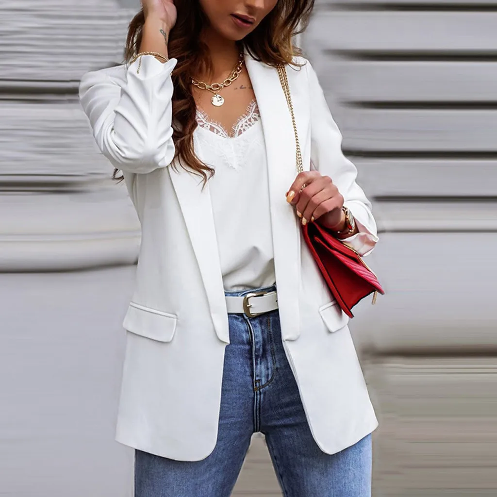 

Fashion Slim Blazers Women Casual Solid Colors Temperament Office Lady Work Suit Notched Collar Long Sleeves Blazers Jacket#g3