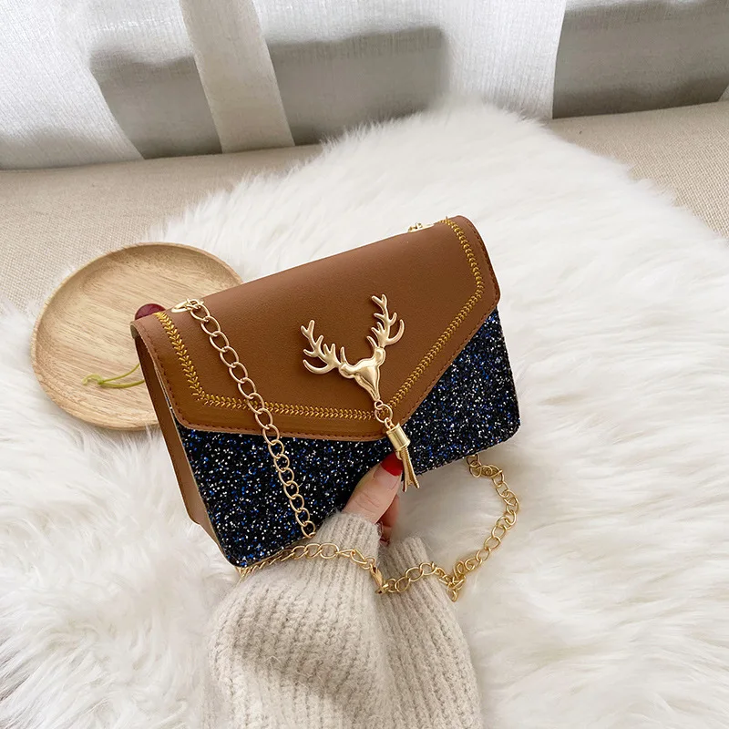 

Small square bag female 2021 new trendy fashion female bag western fashion sika deer one-shoulder messenger bag texture versatil