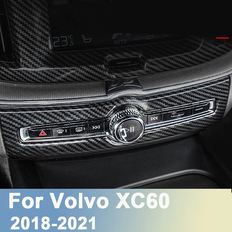 

ABS Chrome Car Interior Control Audio Adjustment Knob Panel Trim Cover Sticker For Volvo XC60 2018 2019 2020 2021 Accessories