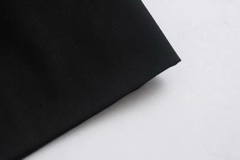 ROHOPO черный укороченный Блейзер двойные пуговицы Зазубренные офисные женские