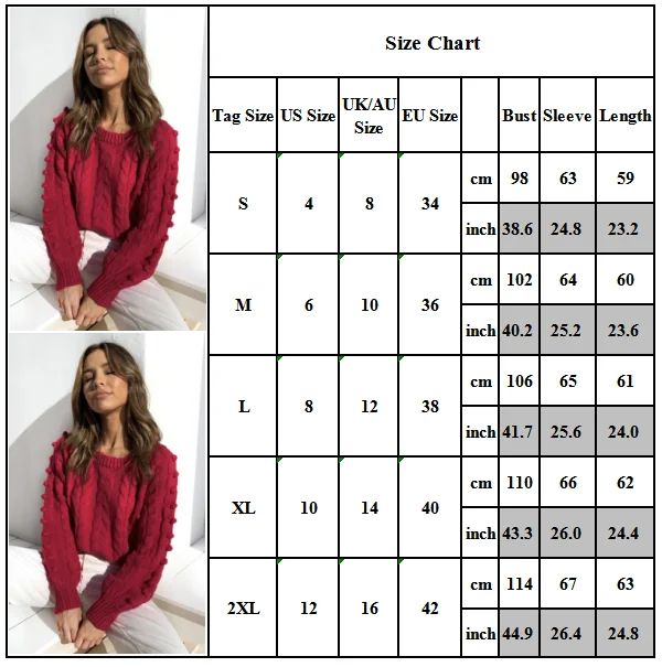 

Women Sweater O-Neck Solid Wine Red Sweater Autumn Long Lantern Sleeves With Little Balls Casual Pullovers Sweaters For Women