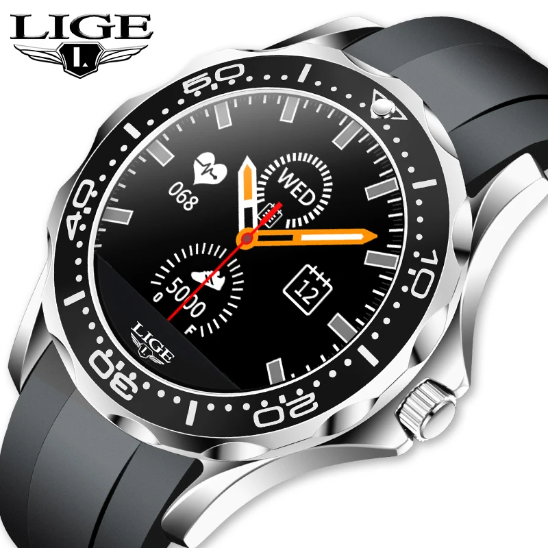 

LIGE мужские Smartwatch мониторинга сердечного ритма напоминание сообщение пуш-ап спортивные Водонепроницаемый одним касанием Цвет Экран Смарт-ч...