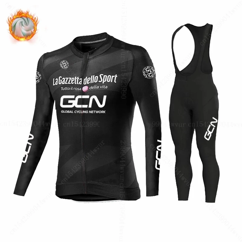 

2021 GCN зимний велосипедный комплект из Джерси, термальная флисовая одежда для велоспорта, мужской костюм с длинным рукавом для дорожного вел...