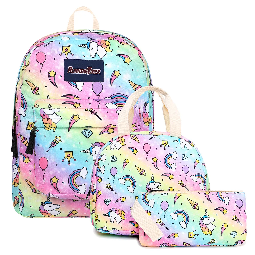 

Cute School Backpack Set Children School Book Bags Kids Unicorn Printing Schoolbag for Girls Mochila Infantil 3 Pieces
