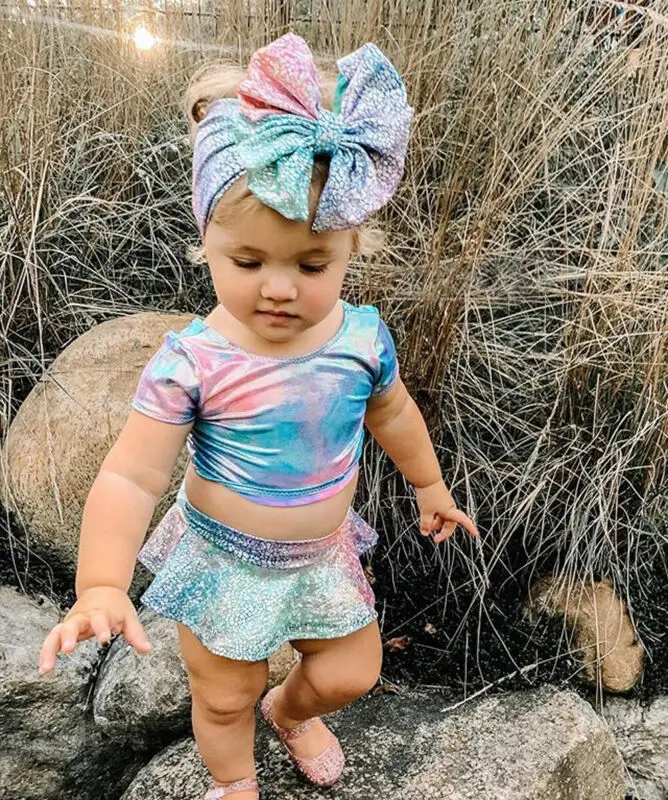 Новинка 3 шт. купальный костюм-бикини для маленьких девочек с радужными